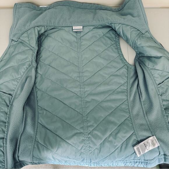 Columbia Blue Insulated Down Jacket Vest Size S Fleece Quilted Full Zip Pockets - Picture 8 of 12